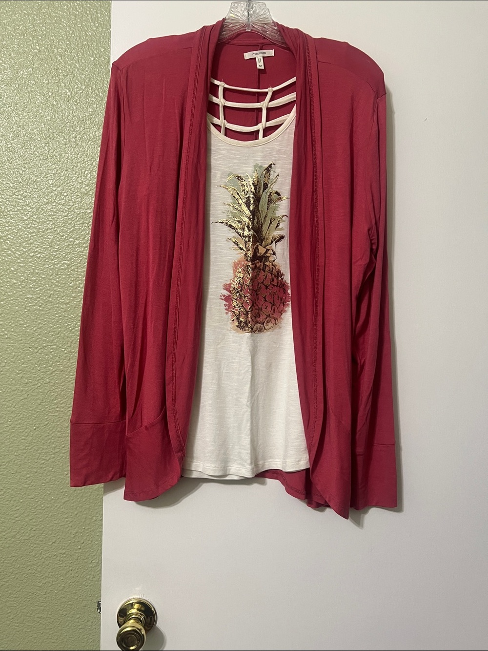Maurices Raspberry Open-Front Draped Cardigan